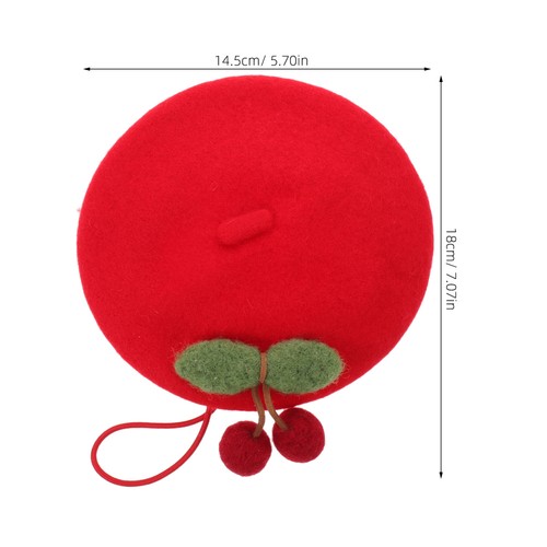 Pet Beret Hat Red Wool Cherry Cap Lightweight Comfortable Headwear For Dogs - Bild 9 von 12