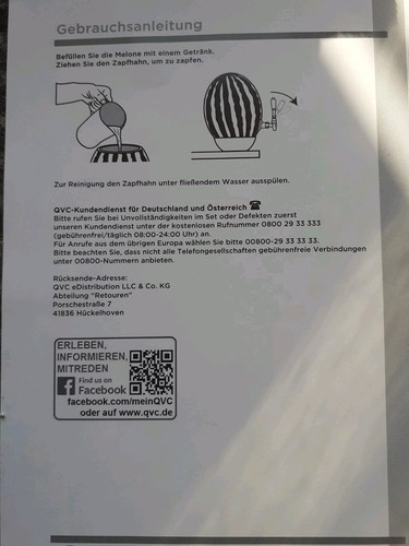 QVC Wassermelonen Zapfhahn Spender Set mit Zubehör für fruchtige Getränke, Party - Bild 4 von 4