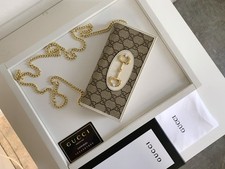 G.G Horsebit Chain Wallet Supreme Beige Crossbody
