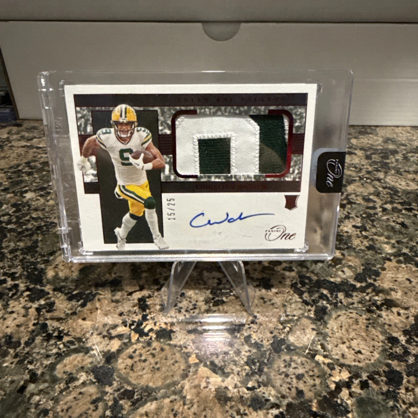 Christian Watson Panini One #12 Patch Autograph-Red