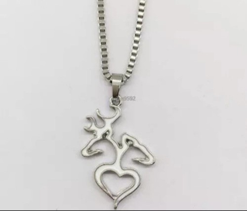 Collana Cervo Cuore Cervo Buck Doe Orecchini Gancio Pesce Confezione 4 Bianco Nero Rosso Verde - Foto 3 di 13