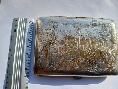 Vintage Soviet cigarette case,military border guard of the KGB of the USSR,1940s - Picture 7 of 23