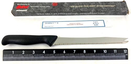 Quikut Sharpkut II Carve & Serve Knife 13" Long 8" Blade Surgical Stainless, VTG