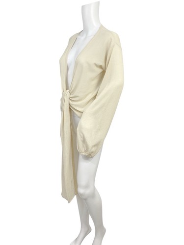 Joie Frauen klein beige langärmelige offene Krawatte Front Wrap Cardigan Pullover Achselzucken - Bild 4 von 7