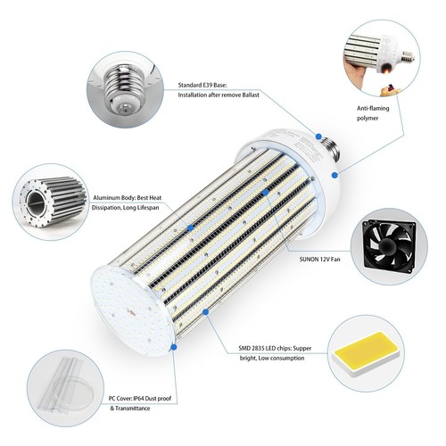 LED Corn Light Bulb 200W 30,000Lm Replace 1500W HID/MH/HPS Bulb E39 Mogul Base - Picture 6 of 9