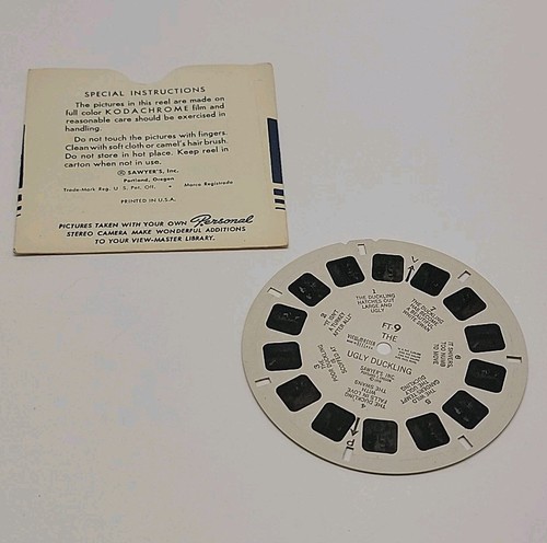 View-Master Sawyer's 3D Color Reel The Ugly Duckling FT-9 With Litho Booklet HTF - Picture 9 of 9