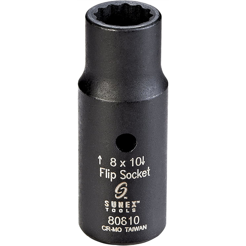 Sunex 80810 Sunex 1/4" Drive Semi-Deep Impact Flip Socket, 8 x 10mm