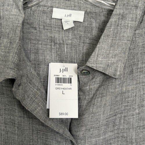 NWT JJill Gray Chambray Long Sleeve Button Down Soft Shirt Women's L Large - Picture 4 of 5