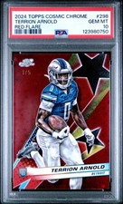 2024 Topps Cosmic Chrome TERRION ARNOLD Red Flare #298 1/5 PSA 10 Detroit Lions