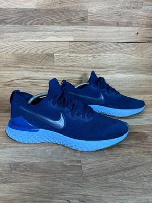 Nike Herren Epic React Flyknit 2 Laufen Turnschuhe Blau Leer Strick Schuhe UK 9,5