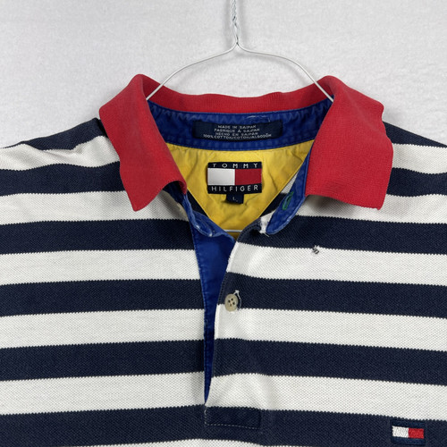 Tommy Hilfiger Men's Polo Shirt Size L Red White & Blue Stripes Short Sleeve - Picture 3 of 9