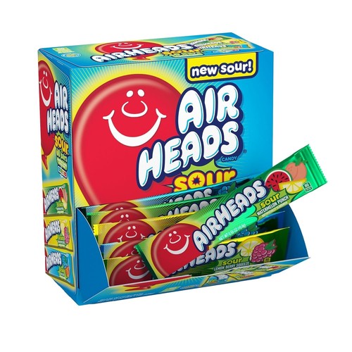 Airheads Sour Full-Size Candy Bars Taffy Candy Variety Bulk Box Individually W
