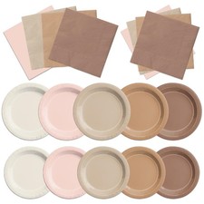 Boho Baby Shower Decorations-150Pcs Gradient Brown Plates and Napkins Kit Ser...
