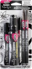 Tulip Permanent Nontoxic Fabric Markers 5 Pack Variety - Brush Tip,... 