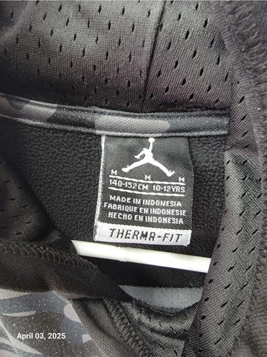 Nike Fly Therma Fit Black Pullover Big Graphic Jordan Hoodie Boys Size Medium  - Picture 6 of 7