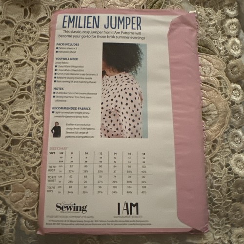 Simplemente Costura: Emilien Jersey o Pullover Top Patrón Misses 6-16 Sin Cortar - Imagen 3 de 4