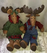 Maxwell Moose & Melanie Moose Plush Set 23” Home Decor