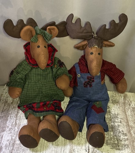 Maxwell Moose & Melanie Moose Peluche Set 23" Decorazione Casa - Foto 1 di 4