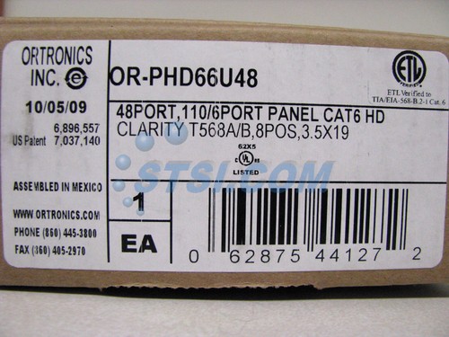 Ortronics Clarity 6 Cat6 48-Port Patch Panel OR-PHD66U48, New ~STSI - Picture 7 of 7