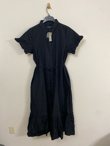 J.Crew Amelia maxi shirtdress in cotton poplin Short Sleeve Black NWT Size XXL - Picture 3 of 13