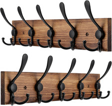 2pcs Coat Rack Wall Mount Wooden Hat Rack for Wall Hooks Pine Real Wood Plank 16