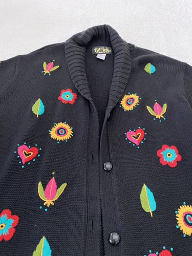 Vintage 80s 90s Bob Mackie Wearable Art Embroidered Sweater Tunic Women’s 1x - Foto 3 di 9