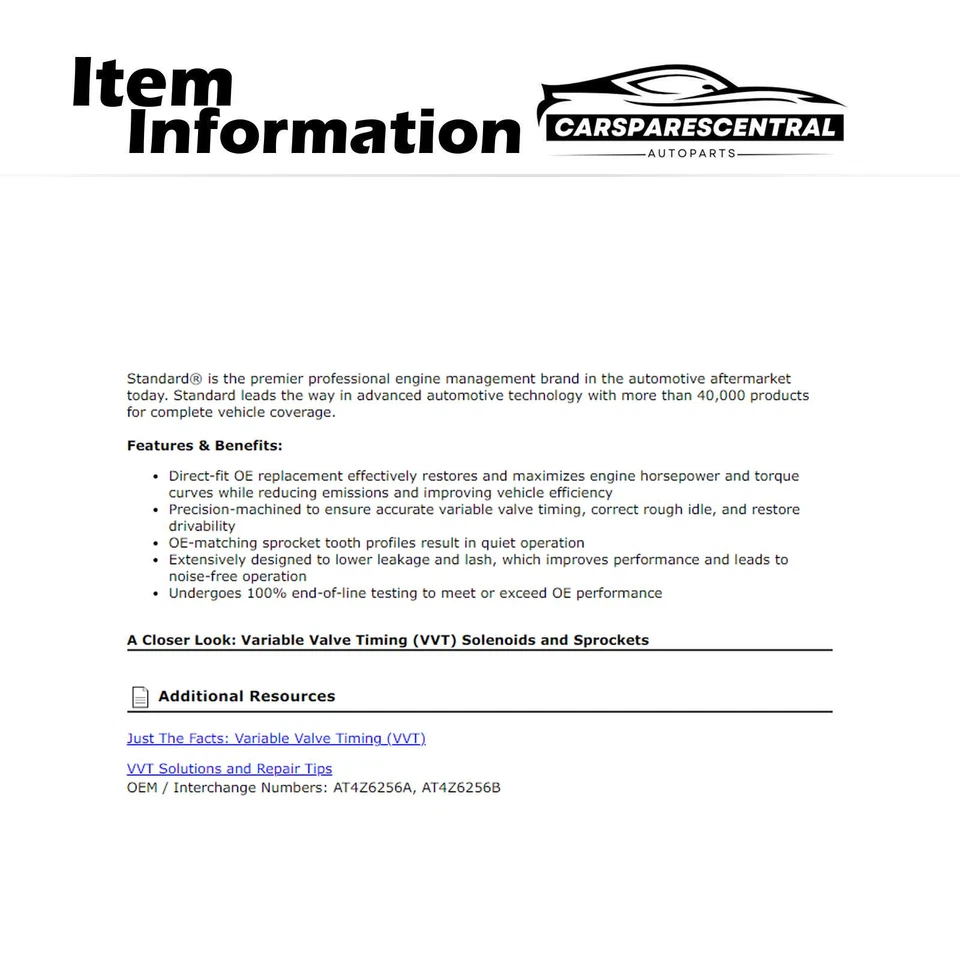 Engine VVT Sprocket 2PCS For 2013 2014 2015 2016 Lincoln MKZ 3.7L - Image 4 of 4