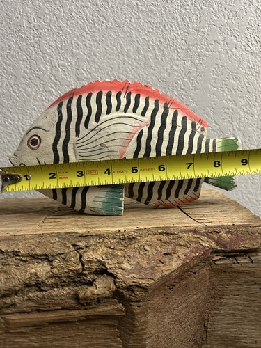 VTG Primitive Indonesian Tribal Folk Art Wooden Fish HandCarved Painted Nautical - Picture 12 of 13