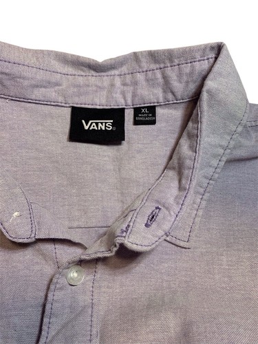 VANS Off the Wall Men's Size XL Button Up Purple Chambray Short Sleeve Shirt NWT - Picture 3 of 3