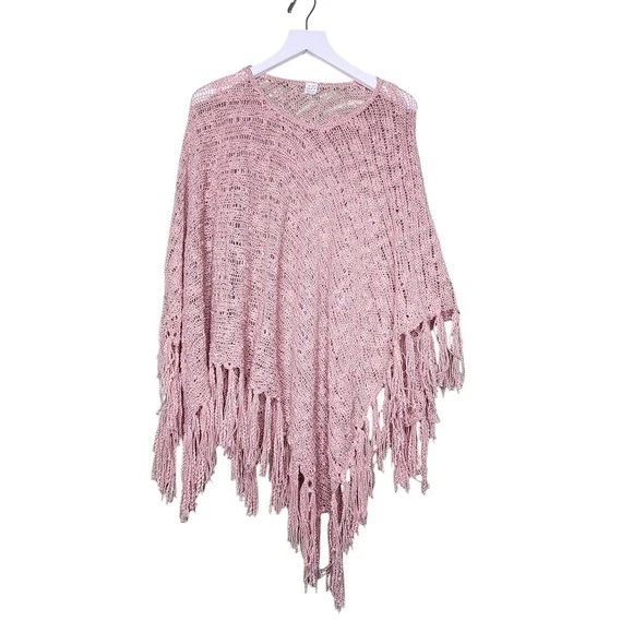 Women's Pink Fringe Knit Poncho Shawl Sweater Boho Cottage Western Cowgirl O/S
Opens in a new window