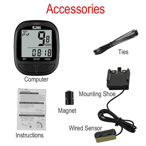 Bike Computer Bicycle Waterproof Wired Speedometer Cyc;'/ Stopwatch and V8W8 - Picture 10 of 11