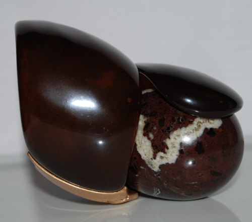 ELEGANT COUTURE LIGHT MARBLEIZED BROWN LARGE BOLD ACRYLIC BANGLE HINGE BRACELET - Picture 9 of 9