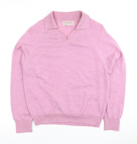 Country Collection Pullover Damen rosa Merinowolle Kragen