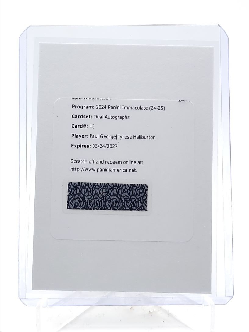 PAUL GEORGE TYRESE HALIBURTON 2024-25 IMMACULATE AUTOGRAPHS AUTO /10 Q5692