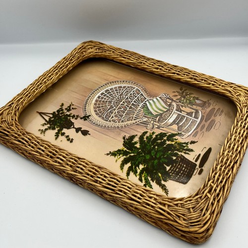 Vintage Wicker Wall Art Decor Botanical Fern Plant Chair Cottagecore - Picture 6 of 11