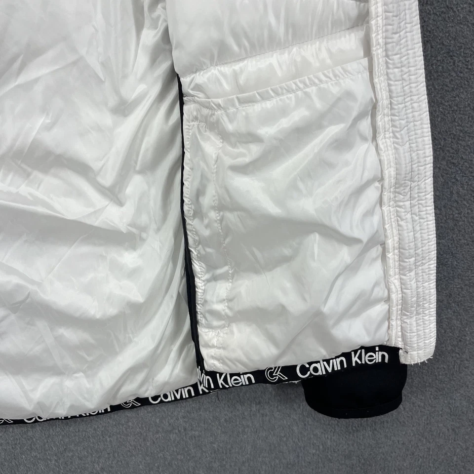 Calvin Klein Performance Jacket Womens Large White Black Hooded Puffer Softshell - Image 4 of 4
