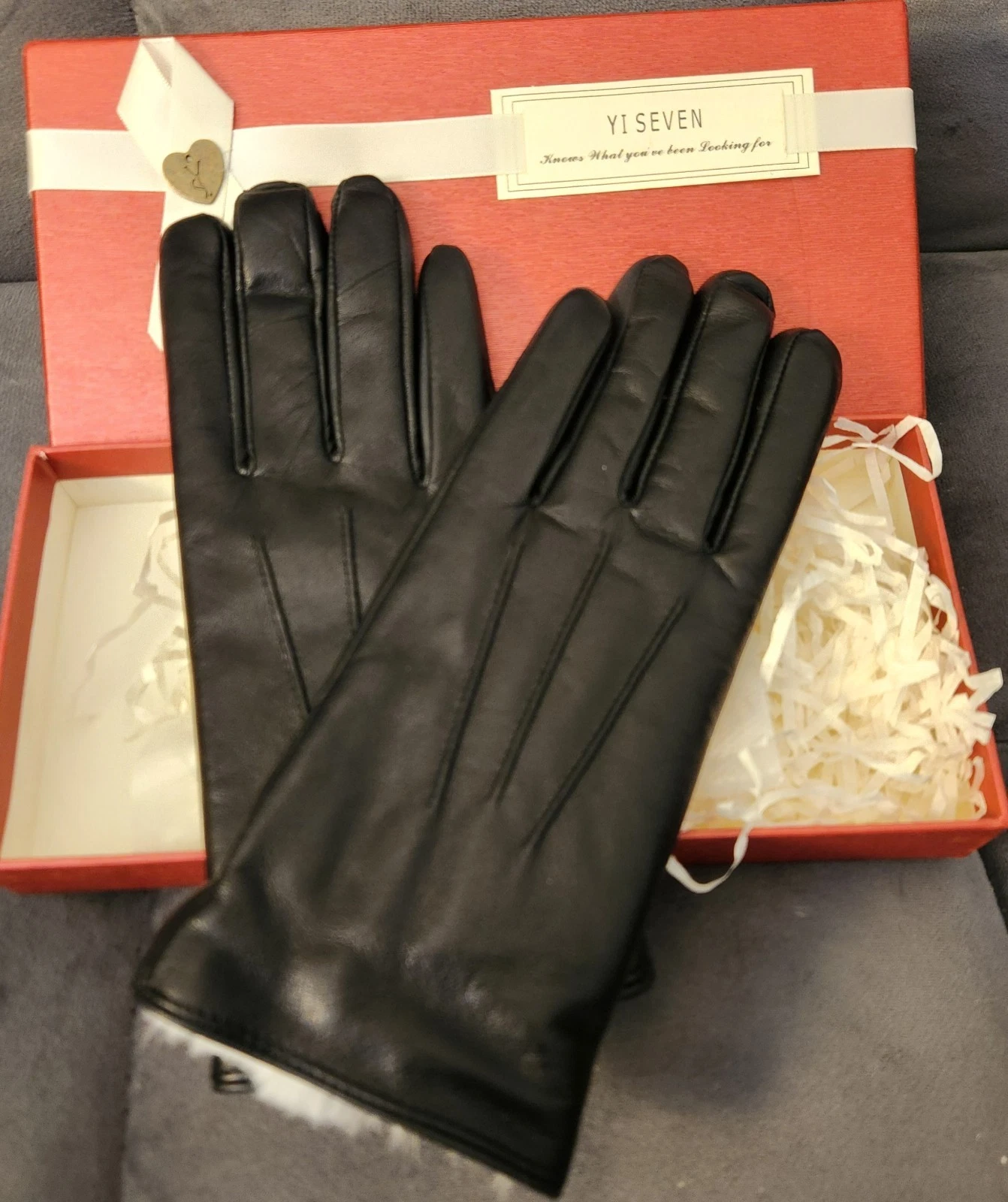 YISEVEN Leather Gloves Black Women's Size 10.0