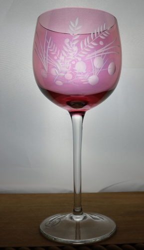 Lenox ETCHINGS Cranberry Red Flash Balloon Wine Glass (es) - Picture 1 of 5