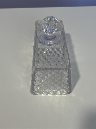 Pressed Glass Butter Dish Lid ONLY w/ Etched Flower and Leaf Design Top Handle - Picture 7 of 13