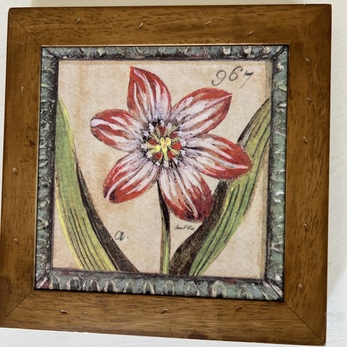 Vintage Arnie P Fisk Asiatic Lily Art Print Ceramic Tile Framed - Picture 7 of 9