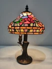 Vintage Dale Tiffany Owl Animal Stained Glass Table Accent Lamp