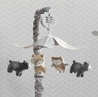 214- Lambs & Ivy Woodland Forest Gray Tan Musical Baby Crib Mobile Soother Toy