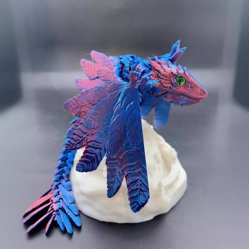 3D Printed Feathered Wyvern Articulated Dragon Fidget Toys Home Office Decor - Picture 7 of 11