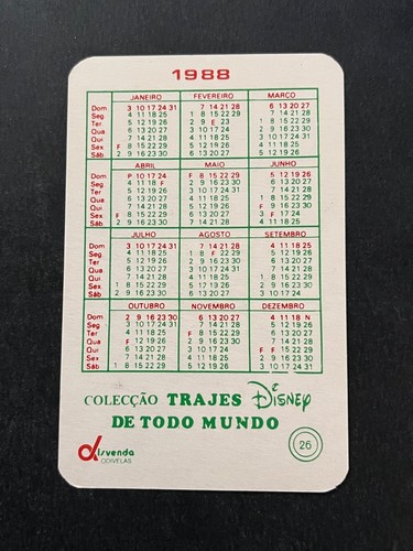 Vintage Calendario Bolsillo 1988 Walt Disney Pato Donald Italia Vestido 26 #1431 - Imagen 2 de 2