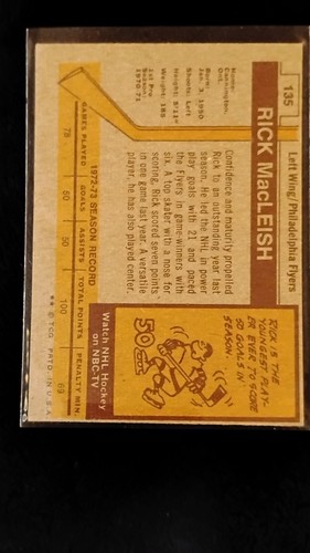 1973-74 Topps - Rick MacLeish #135 - Picture 2 of 2