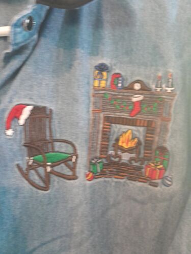 Camisa de Navidad Bill Blass Jeans Talla Grande 100% Algodón Buen Estado Usada - Imagen 3 de 7