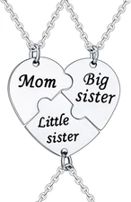 3PCs/Set Mom Big Sister Little Sister Mom Necklaces Set Mother Daughters Matc