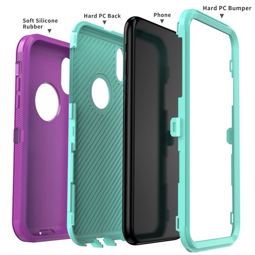 For iPhone XR Shockproof Case 3 in 1 Lightweight Protective Cover/Tempered Glass - Picture 4 of 55