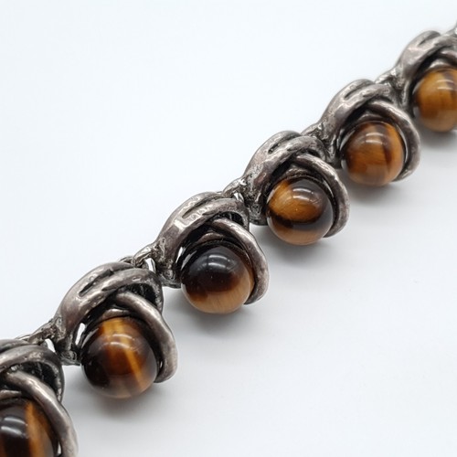 Modernist Designer 925 Silber Armband mit Tigerauge Massiv-Schwer-Engla - (T11) - Bild 10 von 16