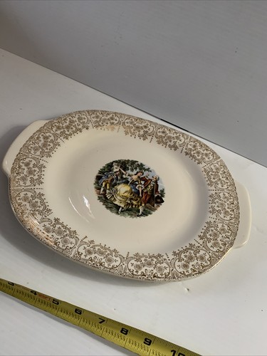 Taylor Smith China Numbered 22KT Gold Layered "Colonial Couple"  serving  Plate - Picture 2 of 5